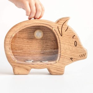 Wooden piggy bank