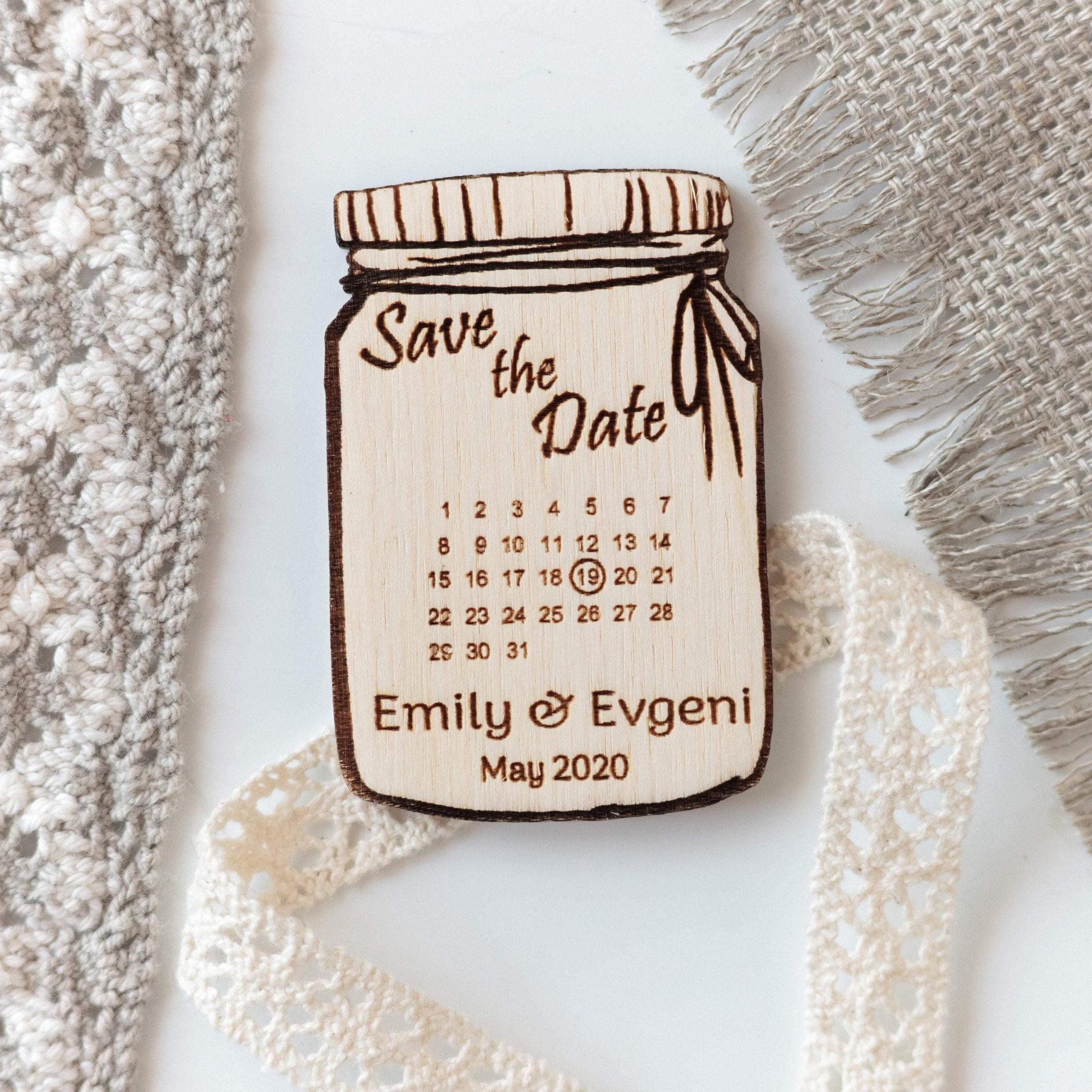  Save the date magnets for wedding wooden mason jar