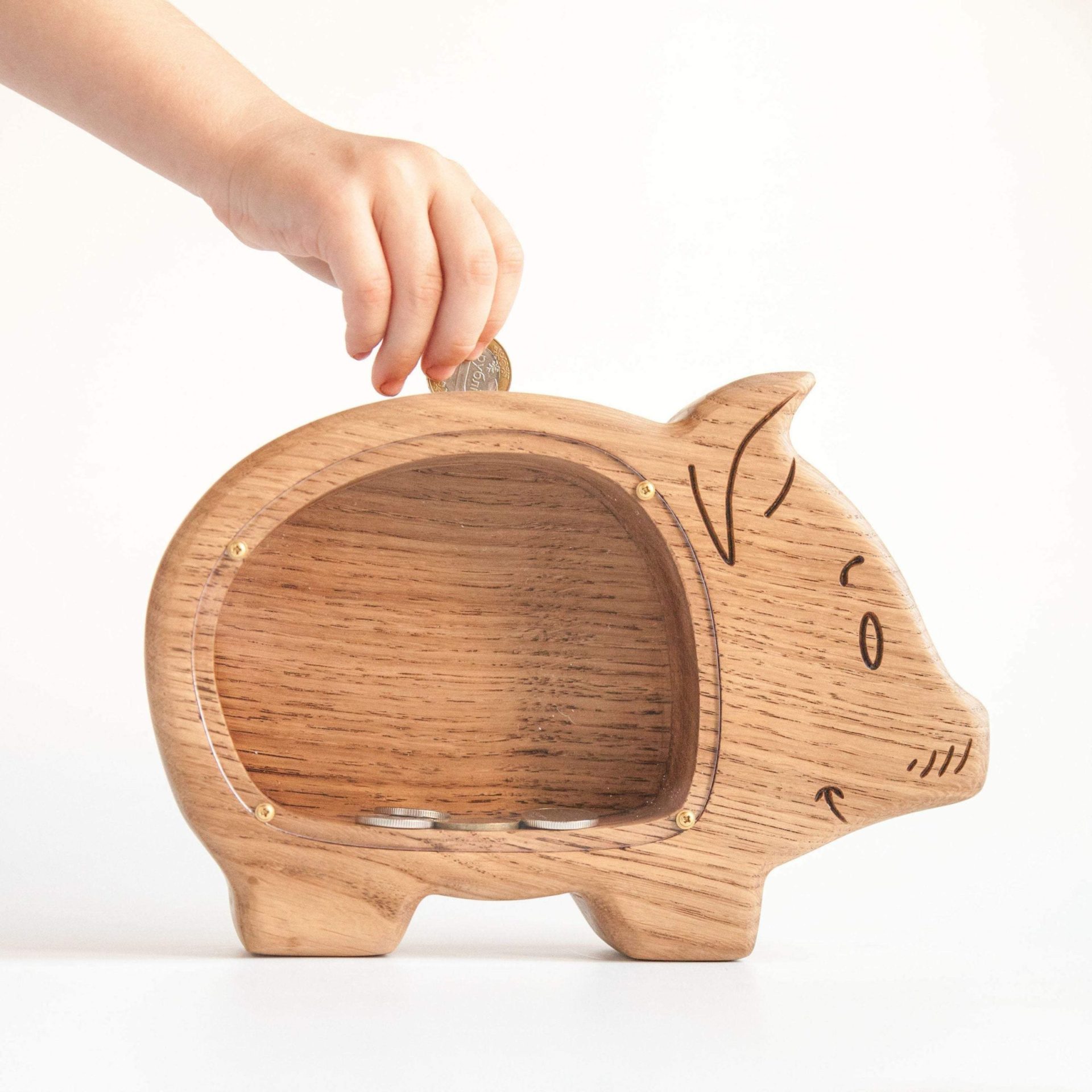 2 sizes available Baby piggy bank - Wooden money box Wooden coin box Any letter money box Wooden money bank Alphabet money box Kids money bank 