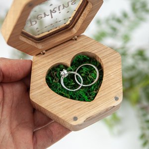 Custom wooden ring box for wedding ceremony