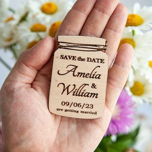 Wooden wedding save the date