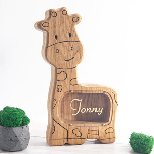 wooden giraffe customised piggy bank outdoor gifts for 5 year old boy