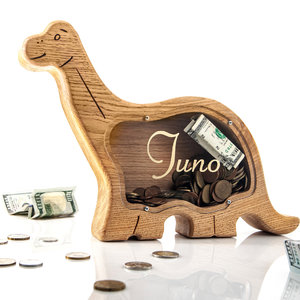 wooden Dinosaur Large piggy bank best toy for 1 year old