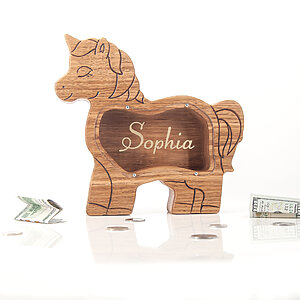 personalized wood Unicorn Piggy Bank best toys for one year old